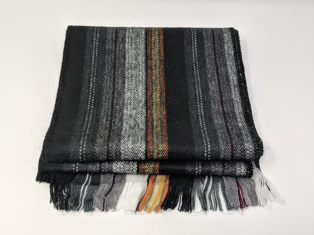 Black Striped Alpaca Scarf | Unisex Dress Scarf | Mens Wool Scarf | Dress Accessories