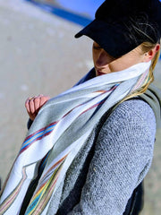 Striped Alpaca Shawl | Large Colorful Scarf | Mothers day gift | Winter Acessories - LittleOtavalo