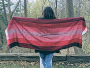 Burgundy Alpaca Shawl Handmade | Large Red Striped Scarf | Mothers Day Gift | Gift For Her - LittleOtavalo