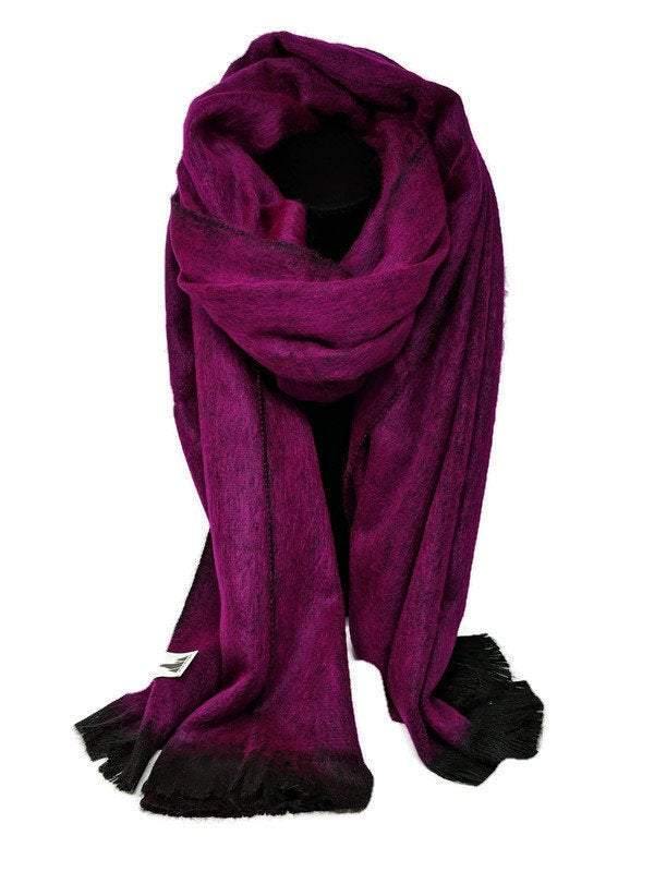 Magenta Handmade Alpaca Shawl | Large Purple Scarf | Mothers Day Gift | Gift For Her - LittleOtavalo