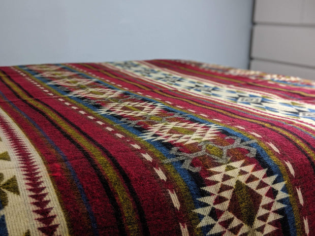 Native Alpaca Blanket | Queen Size - King Size | Lush Red Geometrical Pattern | Native Design Trible Boho Throw | Spanish Blanket - LittleOtavalo