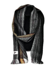 Black Striped Alpaca Scarf | Unisex Dress Scarf | Mens Wool Scarf | Dress Accessories