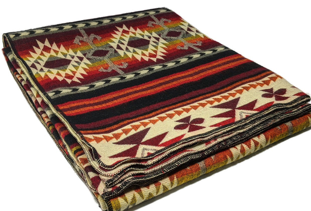 Native Alpaca Blanket | Queen Size | Red Tribal Geometrical Pattern | Outdoor Camping Blanket | Home Decor | Spanish Blanket