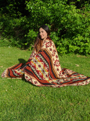 Native Alpaca Blanket | Queen Size | Red Tribal Geometrical Pattern | Outdoor Camping Blanket | Home Decor | Spanish Blanket