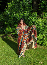 Native Alpaca Blanket | Queen Size - King Size | Lush Red Geometrical Pattern | Native Design Trible Boho Throw | Spanish Blanket - LittleOtavalo