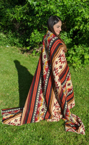 Native Alpaca Blanket | Queen Size | Red Tribal Geometrical Pattern | Outdoor Camping Blanket | Home Decor | Spanish Blanket