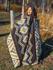 Native Alpaca Blanket | Queen Size | Fall Tribal Geometrical Pattern | Outdoor Camping Blanket | Home Decor | Spanish Blanket