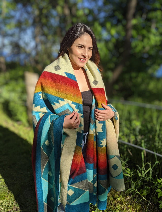 American Honey Geometrical Pattern - Native Design - Tribal Blanket - Boho Throw